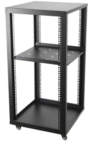 SUDEG 20 HE Mobiles Open Frame Serverrack, Server-Rack, Rack-Gehäuse | 19 Zoll Netzwerk Rack mit Rädern, Rack für Computer/AV/Daten/IT Geräte
