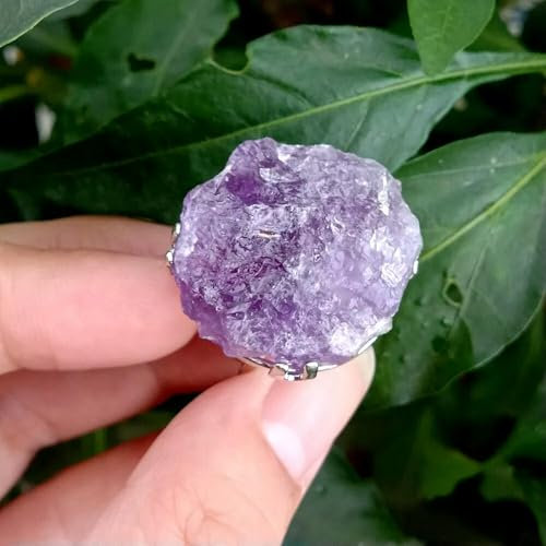 Naturstein Rohring 25mm Amethyst Roh verstellbare Ringe Schmuck Geschenk Party