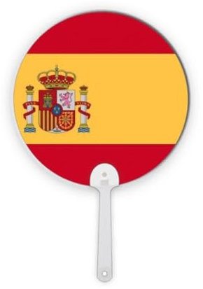 Bandera nacional de España, país de la UE, plástico redondo, decoración de abanico de mano