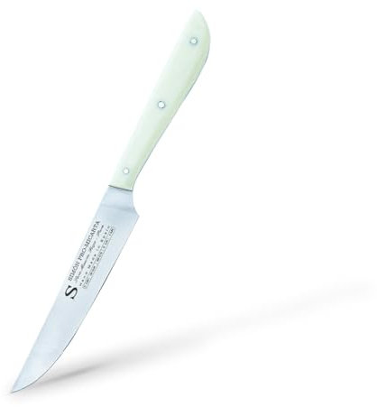 Cuchillo Chuletero Simón PRO Micarta Designo - Acero Templado, Mango de Micarta de Lino y Resina Natural, Filo Liso Pulido a Mano, Ideal para Carne y Pescado