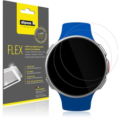 dipos FLEX 2x Schutzfolie klar passend für Polar Vantage V, 100% Displayabdeckung, Anti-Shock, Fingerprint Kompatibel, Case-Friendly, Full Cover Displayschutz Folie