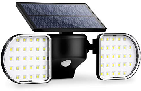 OUSFOT Luz Solar Exterior, 56 LED Focos LED Exterior Solares Ajustable 360°Luz Solar con Sensor de Movimiento Adecuado para Jardín y Garaje