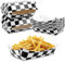 24pcs Race Car Paper Food Trays, Black and White Checkered Dishes Food Serving Plate Boxes Racing Themed Birthday Party Decoration Supplies for Popcorn Fries Cookie Snack, Needs to be Folded
