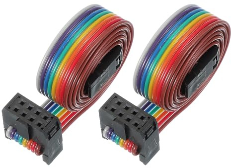 PATIKIL 8 Pins IDC Connector Flat Ribbon Cable 2.54 mm Pitch Length 500 mm Wide 10 Mm, 2 Pcs Dual Row Data Cable Female to Female for IDE Drive Printer Industrial DIY Electronics