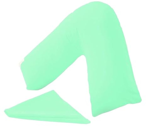 Kanak V Shaped Pillowcase Plain Polycotton Back & Neck Support V Pillow cover Orthopaedic/Pregnancy/Nursing Pillow Case Cover Only (Mint Green)