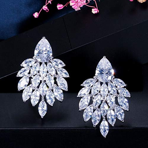 Schmuck Adel weiße kubische Zirkonia asphaltiert lange große grüne Ohrringe für Frauen