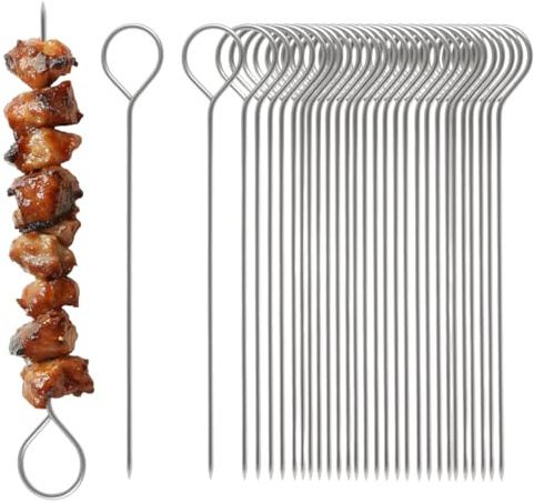 60 Stück Rouladennadeln Edelstahl Rostfrei 10cm, Wiederverwendbar Rouladenspieße, Roladenspiesse mit Scharfen Spitzen, Rouladennadel für Grill und Gemüse, als Funktionaler Ersatz für Rouladenklammern