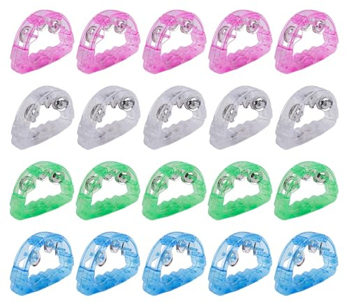 Ounfhtrttk Musikalisches Handheld-Percussion LED Tamburin 20er-Pack Leuchtet im Dunkeln für Hochzeits-Tanzflächen-Requisiten