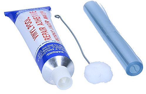 SL247 Pool PVC Reparatur Set, 4-teiliger Reparatursatz bestehen aus Kleber, Zwei PVC-Folien und einem Tupfer zum leichten Auftragen, reparieren auch unter Wasser möglich