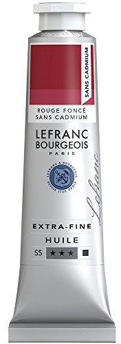 Lefranc Bourgeois 405060 extra feine Ölfarbe in Künstlerqualität aus hochwertigen Pigmenten, lebendige Farben, hohe Lichtechtheit, 40ml Tube - Dunkelrot Kadmiumfrei