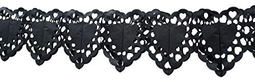 Creativery 4 Meter Papiergirlande Herzen (schwarz 030) // Papier Girlande Deko Hängedeko Raumdeko Geburtstag Party Fest Feier