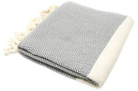 Stefano Ferrante ELMAS Hamamtuch Saunatuch Pestemal Fouta Strandtuch Badetuch Handtuch Baumwolle Backpacker 100x180 cm (Grau)