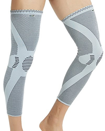 NEOtech Care - Fascia di supporto per gamba e ginocchio - Tessuto a maglia in fibra di bambù - Elastico e traspirante - Compressione media (Grigio, Taglia S, 1 Paio)