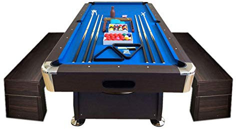 GRAFICA MA.RO SRL Billardtisch Billard 8FT Vintage BLAU Billard-Spiel mit Containerbänke Neue