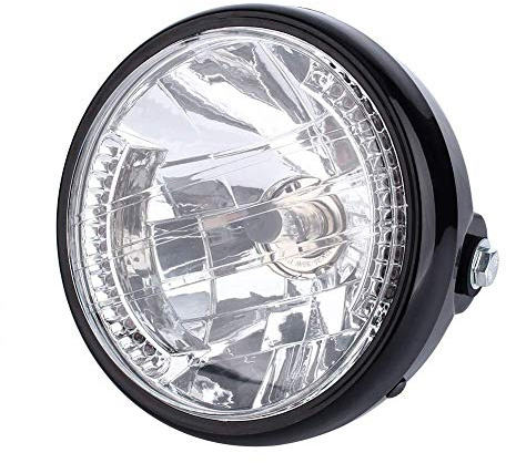 Faro y Soporte para Motocicleta, Universal 12V H4 35W Faro Redondo 7 pulgadas con Soporte Luces de moto