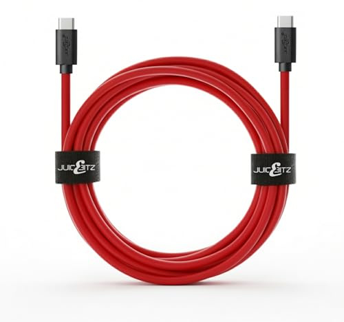 JuicEBitz Phone Charger Cable, USB C to USB C Cable 3m, USB Cable, 480mbps, Fast Charger USB C Compatible with Samsung Galaxy, Google Pixel, iPad, LG, Huawei, iPhone 15 + More, Red