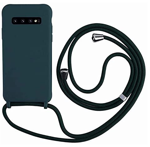 MEVIS Schutzhülle kompatibel mit Samsung Galaxy S10E, Halskette für Handyhülle, schmal, stoßfest, verstellbar, Dunkelgrün