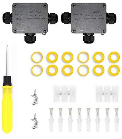 Wasserdichte Abzweigdose – IP68 Wasserdichte elektrische Abzweigdosen für den Außenbereich, 3-Wege-Ø 4 mm – 14 mm, schwarze Kunststoffverschraubung externe, wasserdichte Kabelverbindung(2pack)