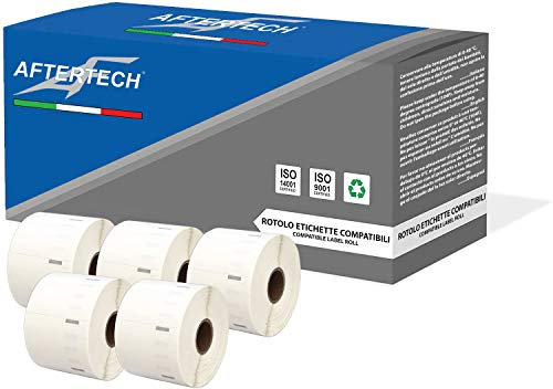 Aftertech 5 x 11354 57 x 32 mm Rollen kompatible Klebeetiketten (1000 Etiketten/Rolle = 5000 insgesamt) für Dymo LabelWriter Seiko SLP Etikettiermaschinen Drucker S0722540 5 x 11354