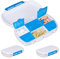 Relaxdays Tablettendose 3er Set, 6 Fächer mit extra Deckel, wasserdicht, Kunststoff BPA-frei, Reise Pillenbox, weiß/blau