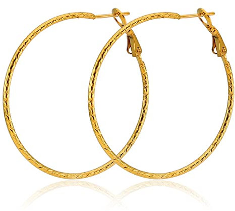 Bishilin Edelstahl Ohrringe Damen, 60MM Große Kreise Ohrringe Creolen Silber für Mädchen Freunde Mutter