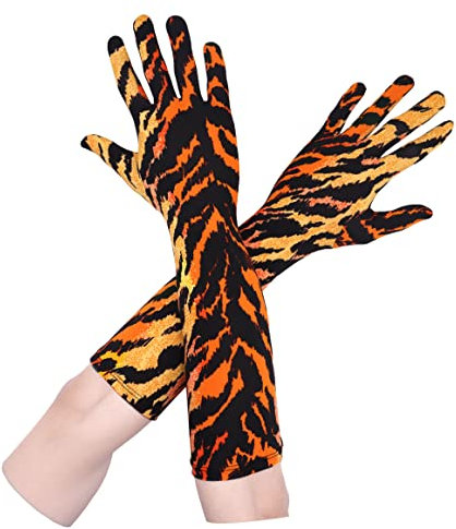 Gaoin Unisex Lange Ellenbogen Spandex Kostüm Party Handschuhe, tiger, Einheitsgröße