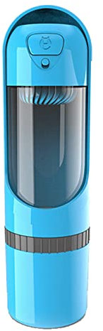 Bouteille d'eau pour Chien, Distributeur d'eau pour Chien avec Boisson et Alimentation, Distributeur d'eau Portable pour Chien pour la Marche, Les Voyages, la Randonnée,D-Blue