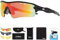 Liekkas Polarised Sports Sunglasses For Men Women with 3 Interchangeable Lenses for Running Cricket Mountain Bike Cycling Glasses Black Orange