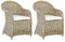 Gartensessel mit hoher Lehne Rattan natürlich 2er Set Auflagen cremeweiß Susua