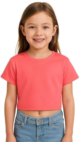 A2Z 4 Kids Girls Crop Top Plain T Shirt Casual Summer Outfit Set | Soft Comfortable Cotton Crop Top for Everyday Summer Wear Ages 5-13