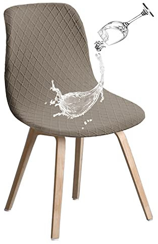 JUNZHE Muschelstuhlhussen Retro-Stuhlhussen Stretch-Spandex-Druck, Lounge-Eckstuhlschutz für Esszimmer, Küche, Party, Bankett, Club, Heimdekoration (Taupe, 6 Stück)