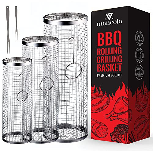 Cestino per grigliate a rete per barbecue, ideale per grigliare di sempre, in acciaio inox, per barbecue da campeggio, per verdure, patatine fritte, pesce