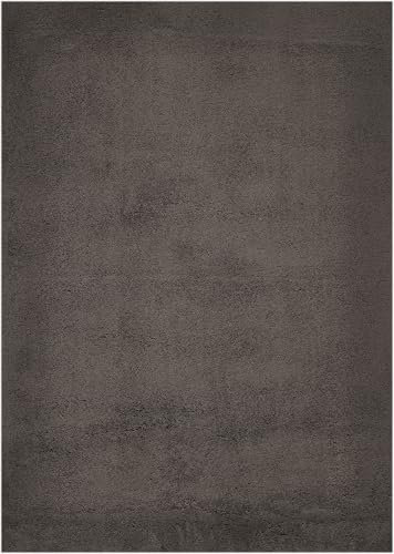 andiamo Teppich San Paolo, moderner stilvoller Hochflorteppich Wohnzimmer und Schlafzimmer, Florhöhe ca. 27 mm, geeignet für Fußbodenheizung, 60 x 130 cm Anthrazit