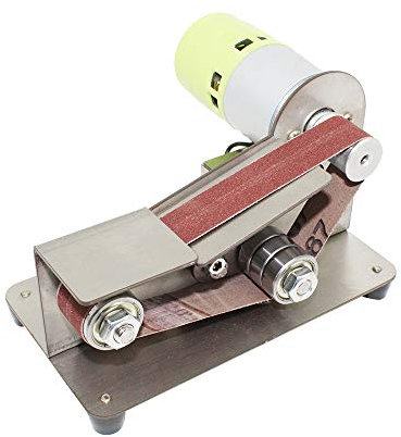 Lijadora de banda Weytoll Afilador de cuchillos de ángulo fijo de 15 grados Lijadora de banda Pulidora ajustable de 7 niveles Máquina pulidora de 100 W con 10 piezas de cintas de lijado