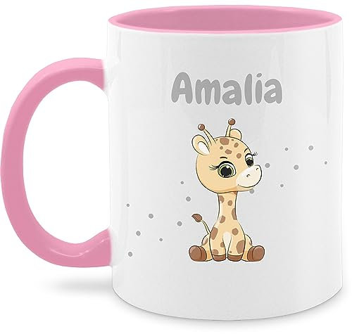 Tasse Tassen 325ml - Süße Giraffe Giraffen Giraffenbulle Giraffenmotiv - 325 ml - Rosa - giraffentasse kindermotiv name personalisierte für erzieher kita einer