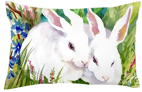 VAPOKF Zwei Kaninchen im Gras Kissenbezüge King 50,8 x 91,4 cm, Bauernhaus-Kissenbezüge, Kissenbezug für Frühling, Zuhause, Sofa, Couch, Dekoration