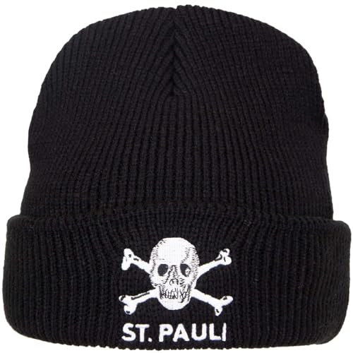 FC St. Pauli Totenkopf Strick Beanie Wintermütze (DE/NL/SE/PL, Alphanumerisch, Einheitsgröße, schwarz)