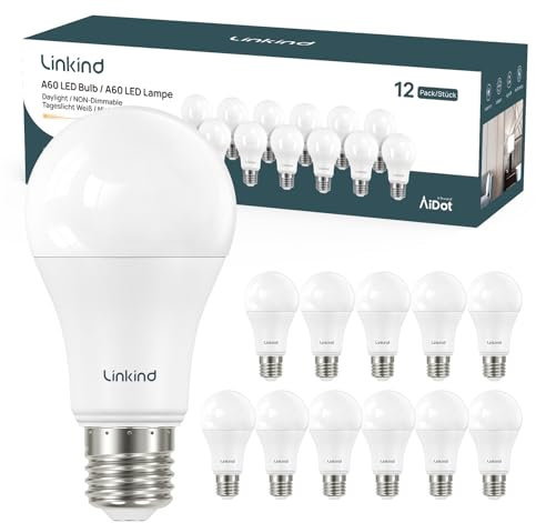 Linkind 13.5W Superhell E27 LED Lampe 1521Lm, ersetzt 100 Watt, 2700K Warmweiß E27 A60 Edison Glühbirne, 220° Abstrahlwinkel, nicht dimmbar, 12 Stück
