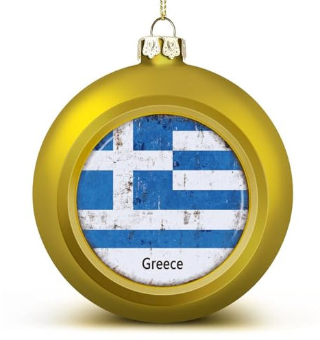 Griechenland Flagge Weihnachtskugeln Ornamente Weihnachten Griechenland Hängende Kugel Deko für Weihnachtsbäume, Urlaubsparty, Neujahrsgeschenk