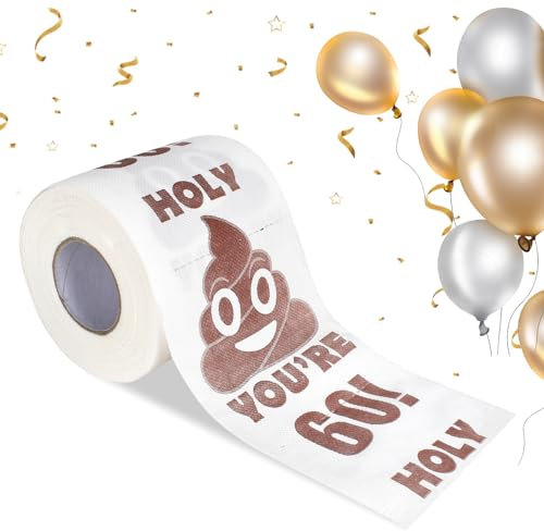 Toilettenpapier zum Geburtstag für Frauen und Männer, Happy Prank Toilettenpapier, Happy Birthday Toilettenpapier Gag Geschenke für Freunde, Familie, Geburtstag Party Dekorationen (60. Geburtstag)