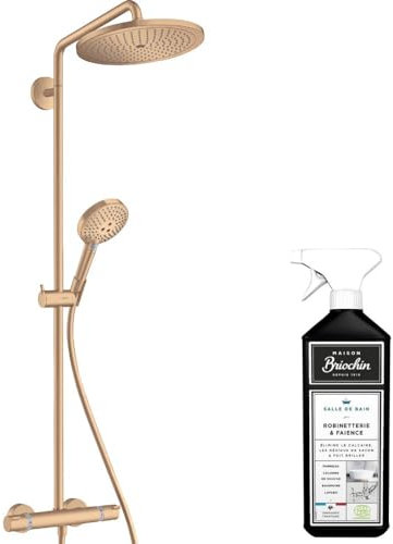 Colonne de douche thermostatique HANSGROHE Croma Select S 280 EcoSmart bronze brossée + nettoyant Briochin