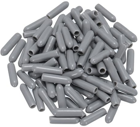 QUARKZMAN 100pcs Caoutchouc Fin Bouchons 3mm(1/8) ID Vinyle PVC Rond Tube Boulon Capuchon Couvercle Vis Filetage Protecteurs Gris