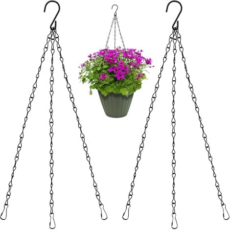 SHRJ 3Pcs 16 Black Hanging Chains for Basket Hanger Planters Holder, Indoor Outdoor Planting Ferns, Herbs, Succulent, Hanging Artificial Flowers, Lanterns, Bird Feeders, Flower Pot