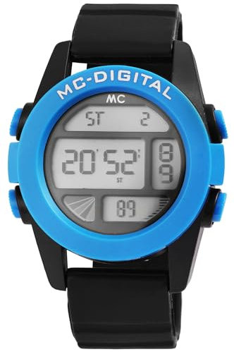 Excellanc Sportliche MC Timetrend Germany Digital Retro Herren Armband Uhr Schwarz Blau Alarm Chrono 3ATM Männer 930472