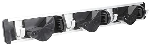 ANDRESLAD Soporte Para Escobas y Trapeadores Organizador De De Jardín Sin Colgador Pared De Compatible Mops y Rastrillos Para Cocina y Baño Negro