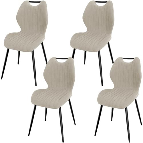 LEWE Esszimmerstühle 4er Set, Küchenstühle Wohnzimmerstuhl Polsterstuhl mit Metallbeine,Stuhl mit Stoff-Rückenlehne, Stühle für Esszimmer Wohnzimmer Küche