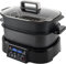 2-in-1 Multikocher zum Grillen, Kochen und Dampfgaren, Show Cooking, gleichmäßig erhitzende Druckguss-Heizplatte, inkl. Grillplatte, Dampfgar-Aufsatz, Topf & Deckel, Anthrazit