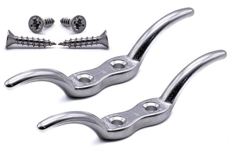 2pcs Flag rope cleat hooks 150mm marine grade stainless steel 316 A4 non rust flagpole blind cord (150mm)