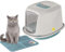 Cat Centre Katzenklo Mit Deckel Katzentoilette Mit Abdeckung Klapptür Mit Blauer Katzenstreu Matte Blau L 57 x 39,5 x 38 cm