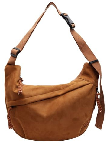 Fiorky Borsa a tracolla da donna in pelle scamosciata con borsa a tracolla multitasche Borsa for ravioli con tracolla regolabile con cerniera Borsa for viaggi di lavoro (Marrone)